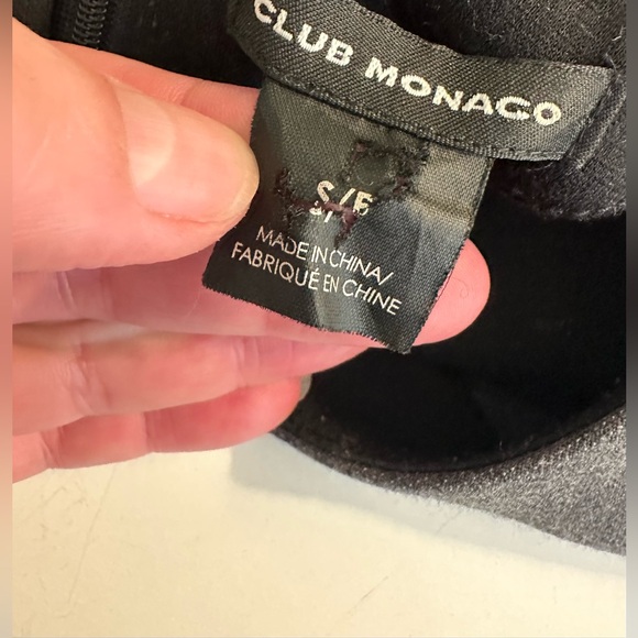 CLUB MONACO Blouse Top Shirt Charcoal Gray Black Ponte Knit Contrast Combo Boxy - Picture 7 of 8